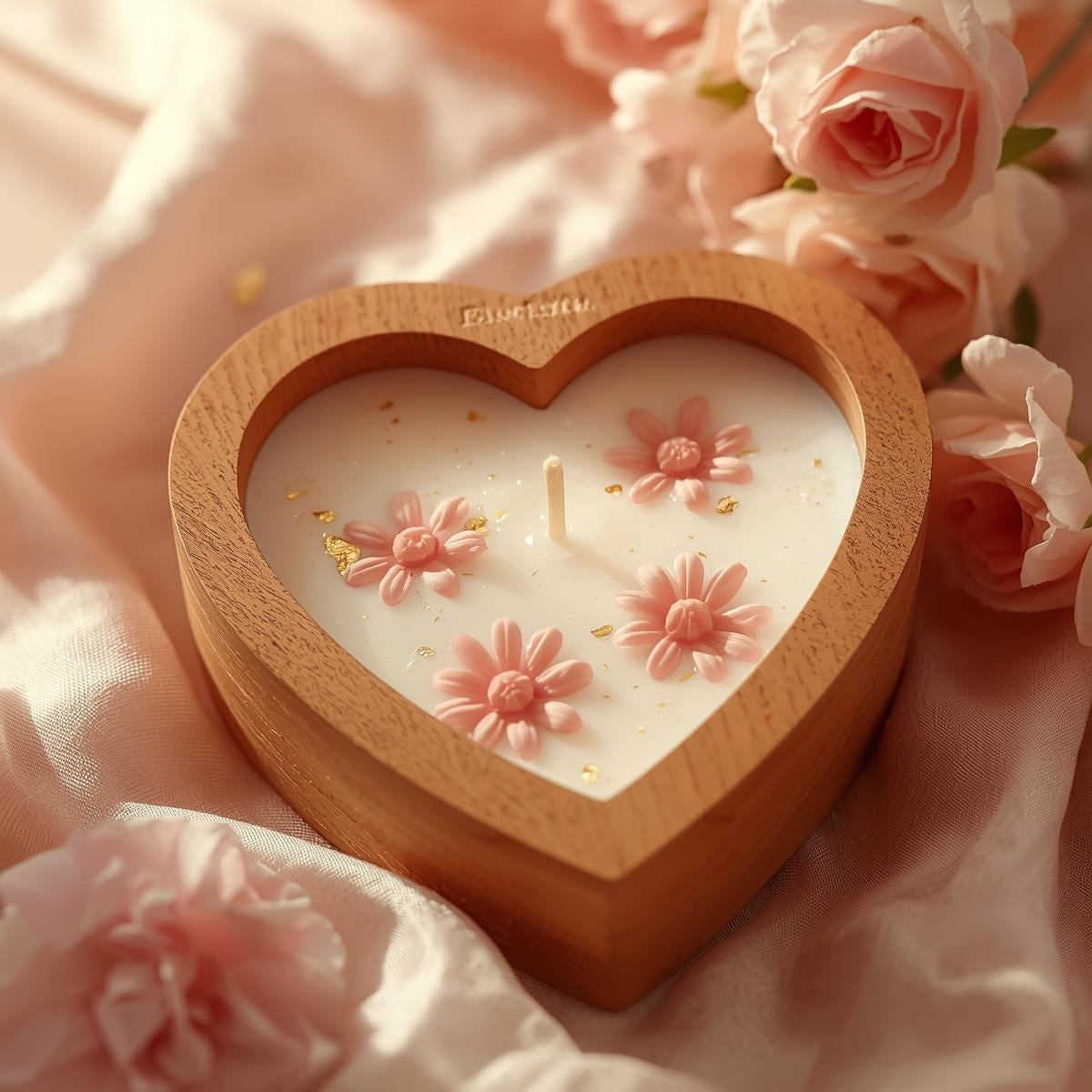 Wooden Heart Candle