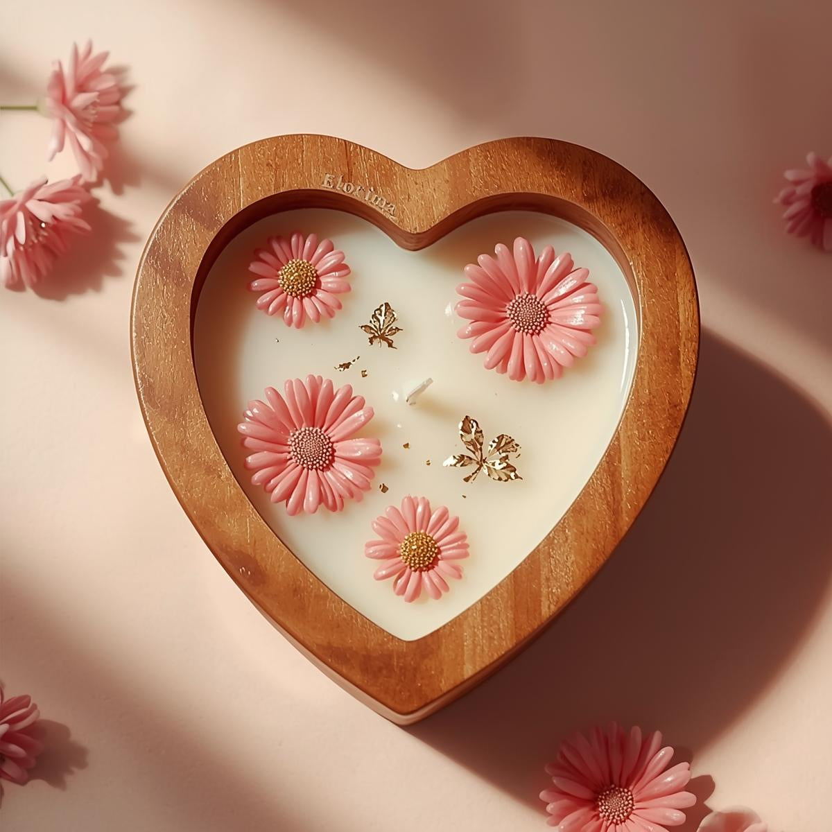 Wooden Heart Candle