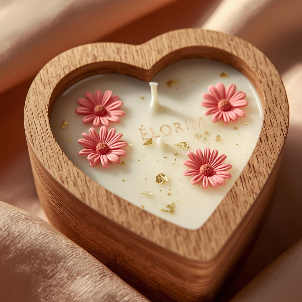 Wooden Heart Candle