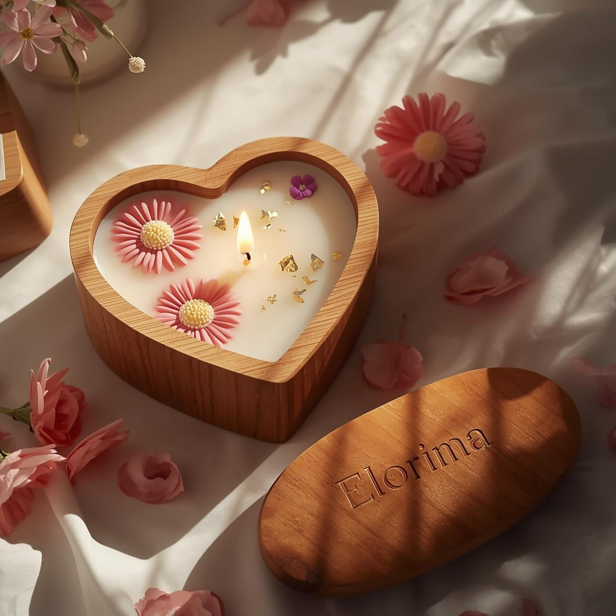 Wooden Heart Candle